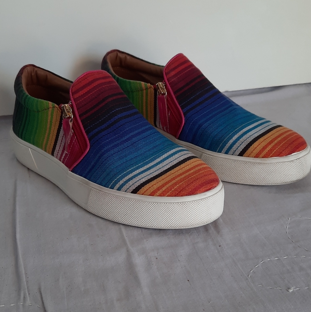 Volatile Multicolor Stripe Slip-On Sneakers
